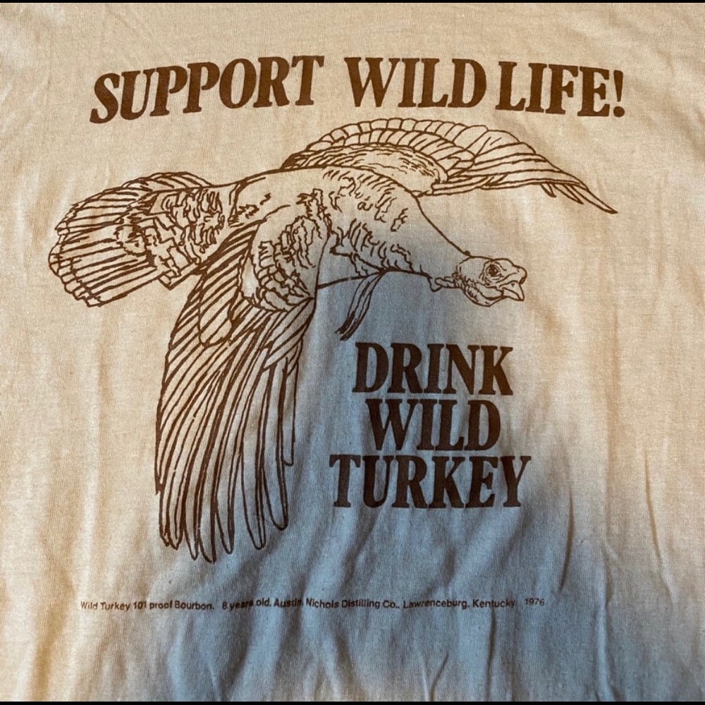Men’s VINTAGE Wild Turkey Ringer Tee Size XL (fits like L)